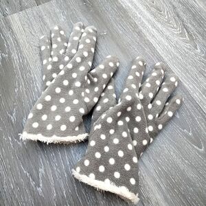 Gray Polka Dot Gloves One Size